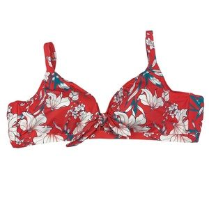 Avenue 32W Floral Wireless Peekaboo Bow Sexy Adjustable Bikini Top